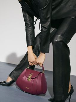 Hoche Paris - Brioche Mini Top Handle Leather Handbag - Burgundy