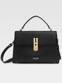 Hoche Paris - Raffine Leather Satchel Bag with Detachable Strap - Black