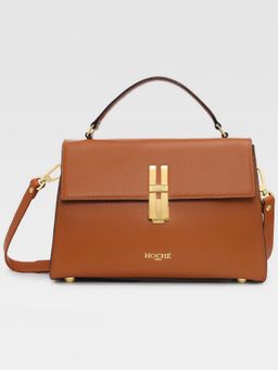 Hoche Paris - Raffine Leather Satchel Bag with Detachable Strap - Tan