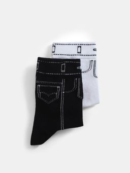 Jack & Jones - Men Printed Multi-Color Pack of 2 Socks