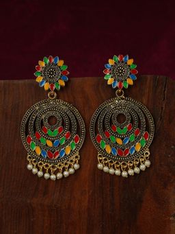 Anika's Creations - Traditional Gold Plated Party Wear Antique Multicolour Chandbali Earring