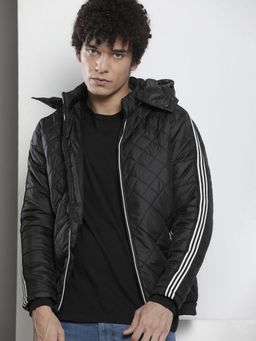 The Indian Garage Co - Men Black Solid Detachable Hood Full Sleeves Jacket