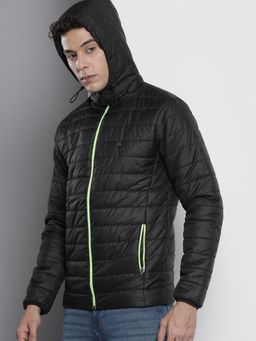The Indian Garage Co - Men Black Solid Detachable Hood Full Sleeves Jacket