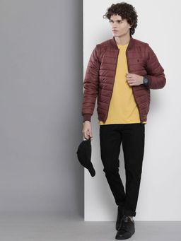 The Indian Garage Co - Men Maroon Solid Full Sleeves Jacket