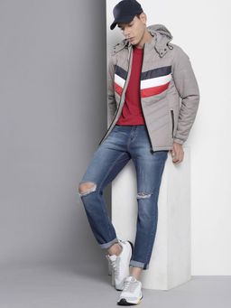 The Indian Garage Co - Men Grey Detachable Hood Full Sleeves Jacket