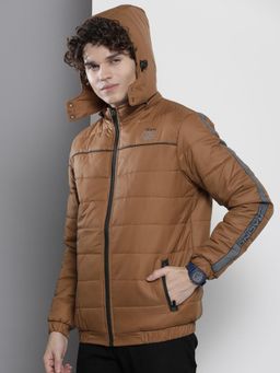 The Indian Garage Co - Men Tan Solid Detachable Hood Full Sleeves Jacket
