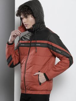 The Indian Garage Co - Men Rust Colorblock Detachable Hood Full Sleeves Jacket