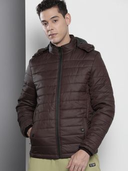 The Indian Garage Co - Men Brown Solid Detachable Hood Full Sleeves Jacket