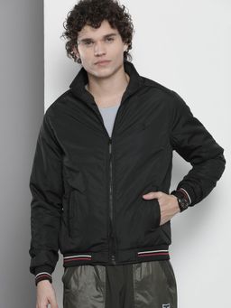 The Indian Garage Co - Men Black Solid High Neck Full Sleeves Jacket