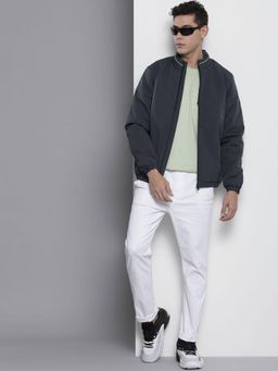 The Indian Garage Co - Men Grey Solid High Neck Full Sleeves Jacket