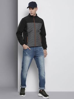 The Indian Garage Co - Men Grey and Black Colorblock High Neck Full Sleeves Jacket