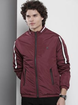 The Indian Garage Co - Men Maroon Solid High Neck Full Sleeves Jacket