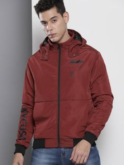 The Indian Garage Co - Men Maroon Detachable Hood Full Sleeves Jacket