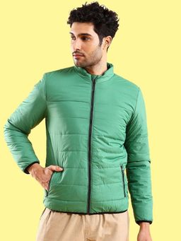 The Indian Garage Co - Men Green Solid High Neck Full Sleeves Jacket