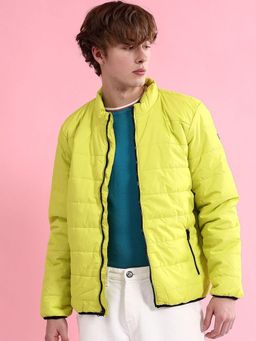 The Indian Garage Co - Men Yellow Solid High Neck Full Sleeves Jacket