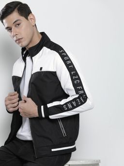 The Indian Garage Co - Men Black and White High Neck Full Sleeves Jacket