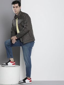 The Indian Garage Co - Men Brown Solid High Neck Full Sleeves Jacket