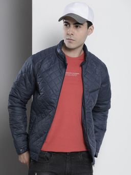 The Indian Garage Co - Men Navy Blue Solid High Neck Full Sleeves Jacket