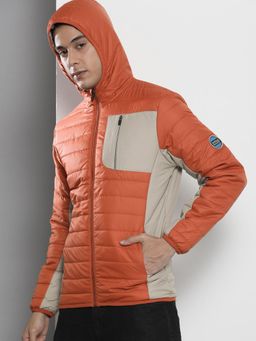 The Indian Garage Co - Men Orange Colorblock Hooded Full Sleeves Jacket