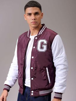 The Indian Garage Co - Men Wine Colorblock Full Sleeves Jacket
