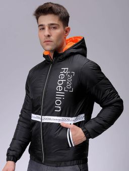The Indian Garage Co - Men Black Hooded Full Sleeves Jacket