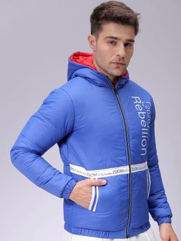The Indian Garage Co - Men Blue Hooded Full Sleeves Jacket