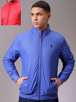 The Indian Garage Co - Men Blue Reversable Solid High Neck Full Sleeves Jacket