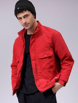 The Indian Garage Co - Men Red Solid High Neck Full Sleeves Jacket
