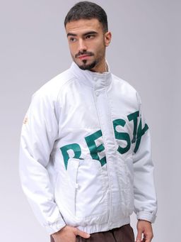 The Indian Garage Co - Men White Printed High Neck Full Sleeves Jacket