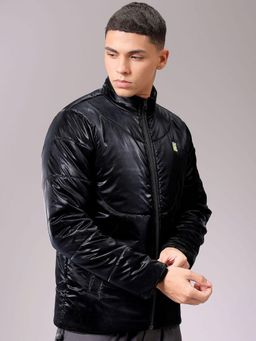 The Indian Garage Co - Men Black Solid High Neck Full Sleeves Jacket
