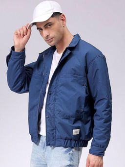 The Indian Garage Co - Men Blue Solid Full Sleeves Jacket
