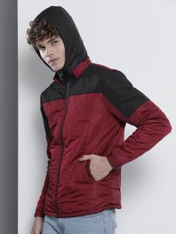 The Indian Garage Co - Men Maroon Colorblock Detachable Hood Jacket