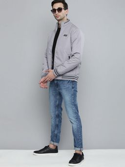 The Indian Garage Co - Men Grey Solid High Neck Full Sleeves Jacket