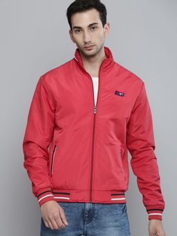 The Indian Garage Co - Men Red Solid High Neck Full Sleeves Jacket