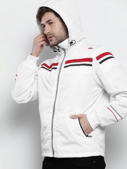 The Indian Garage Co - Men White Hooded Full Sleeves Jacket