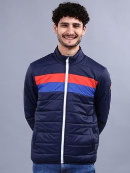 The Indian Garage Co - Men Navy Blue Colorblock High Neck Full Sleeves Jacket