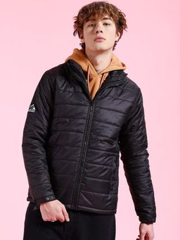 The Indian Garage Co - Men Black Solid High Neck Full Sleeves Jacket