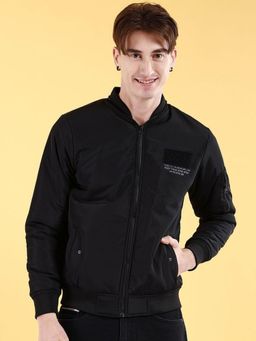 The Indian Garage Co - Men Black Solid High Neck Full Sleeves Jacket