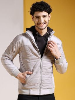 The Indian Garage Co - Men Grey Solid High Neck Full Sleeves Jacket