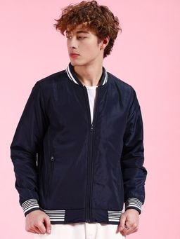 The Indian Garage Co - Men Blue Solid Full Sleeves Jacket