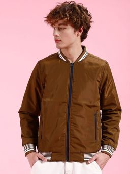 The Indian Garage Co - Men Brown Solid Full Sleeves Jacket