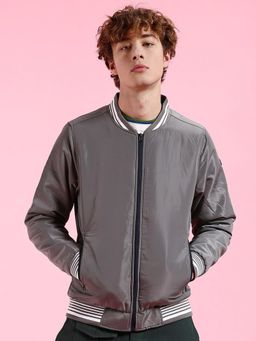 The Indian Garage Co - Men Grey Solid Full Sleeves Jacket
