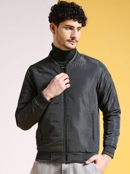 The Indian Garage Co - Men Dark Grey Solid Full Sleeves Jacket