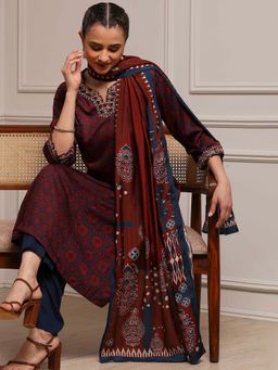 Biba - Modal Straight Printed Kurta with Pant and Dupatta