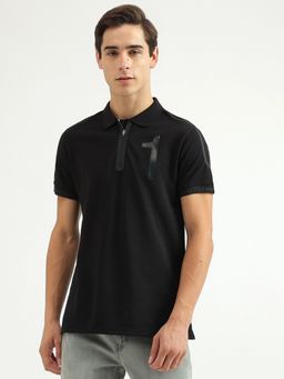 United Colors of Benetton - Black Solid Polo Neck Regular Fit Polo T Shirt