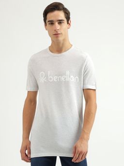 United Colors of Benetton - Off White Branded Print Round Neck Regular Fit T Shirt