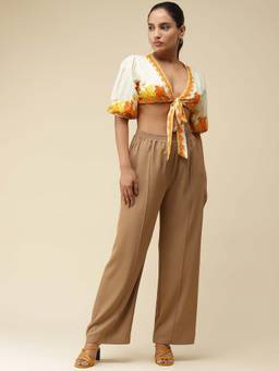 Label Ritu Kumar - Yellow Printed Crop Top
