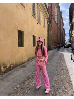 Loveable Creations By Muskan - Women Pink Cotton Stripes Co-Ord Set