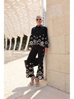 Loveable Creations By Muskan - Women Black Silk Embroidered Co-Ord Set