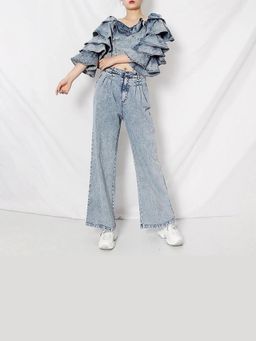 Loveable Creations By Muskan - Women Blue Denim Solid Co-Ord Set